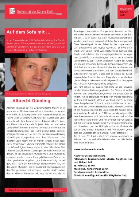 Newsletter Februar 2013 - Universität der Künste Berlin