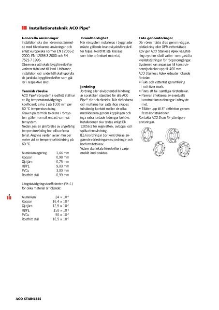 Teknisk manual Rostfritt - ACO Nordic AB