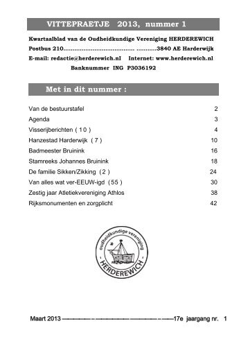 Vittepraetje no. 1-2013 - Oudheidkundige Vereniging Herderewich