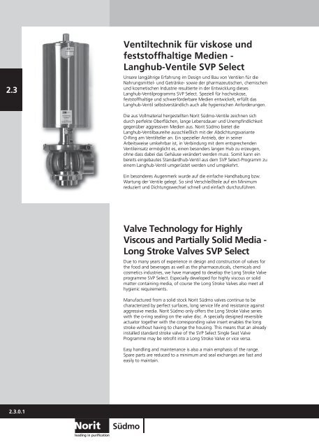 Long Stroke Valves SVP Select Langhub-Ventile SVP Select