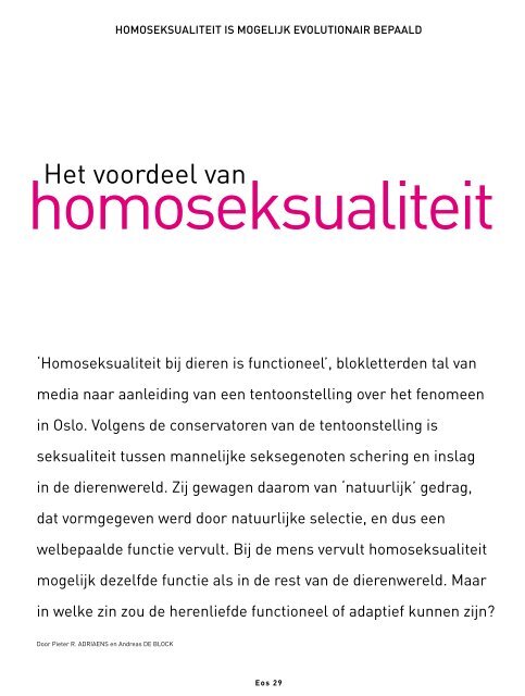 Het voordeel van homoseksualiteit - Pieter R. Adriaens