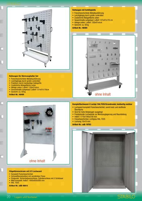 Lagern und Sortieren | Betriebseinrichtung | Werkstatt - www.stabilo-technik.de