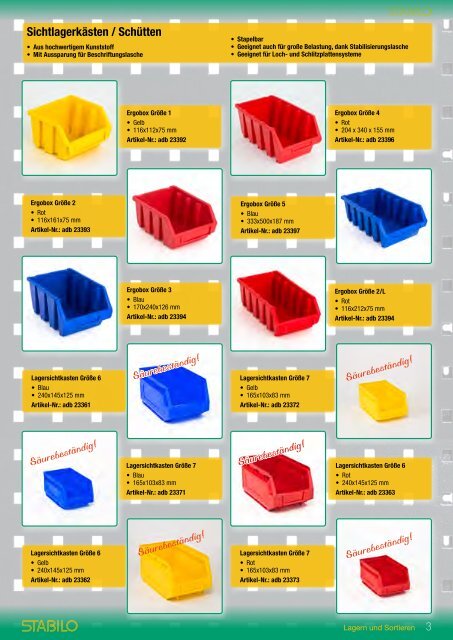 Lagern und Sortieren | Betriebseinrichtung | Werkstatt - www.stabilo-technik.de