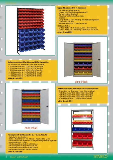 Lagern und Sortieren | Betriebseinrichtung | Werkstatt - www.stabilo-technik.de