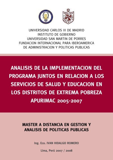 analisis de la implementacion del programa juntos en relacion a los ...