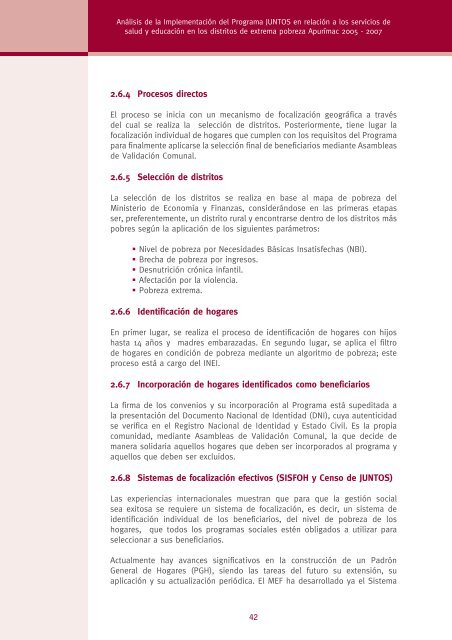 analisis de la implementacion del programa juntos en relacion a los ...