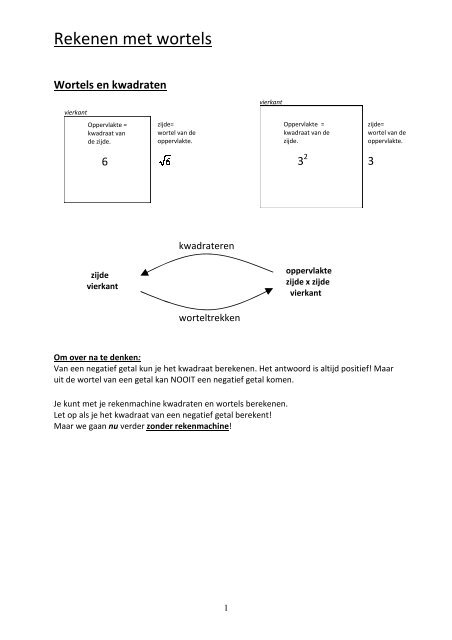 Rekenen met wortels (PDF) - Dalton Voorburg