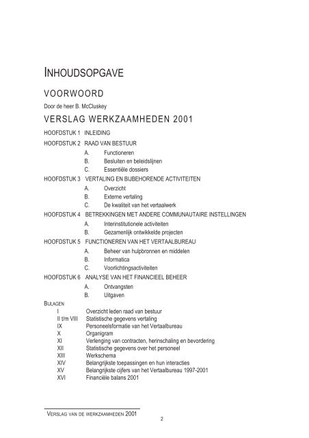 verslag werkzaamheden 2001 werkprogramma 2002 - Europa