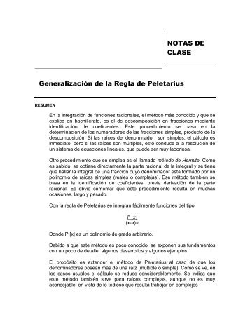 Generalización de la regla de Peletarius Raúl Tomás Blanquer