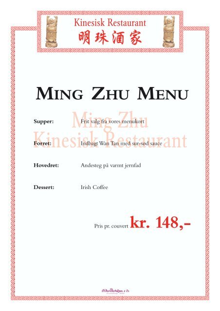 A la Carte - Ming Zhu kinesisk restaurant