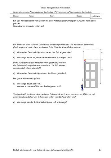 Aufgaben zum senkrechten Wurf 2