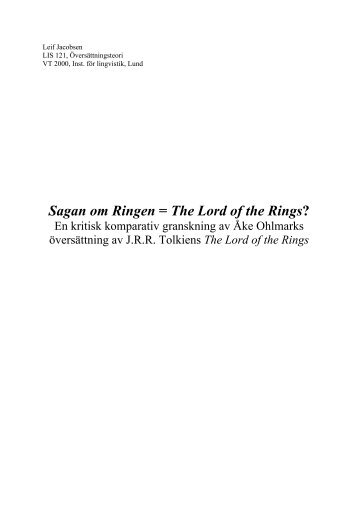 Sagan om Ringen = The Lord of the Rings? - Leif Jacobsen