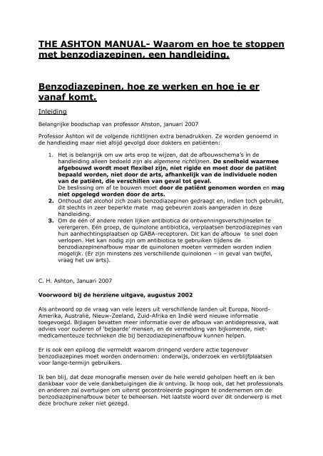 The Ashton Manual Waarom En Hoe Te Stoppen Benzo Org Uk