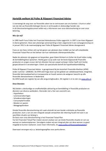 Dienstverleningsdocument 2012 - Pulles & Rijppaert Financieel ...