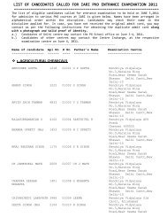 LIST OF CANDIDATES CALLED FOR IARI PhD ENTRANCE ...