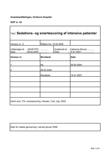 Titel: Sedations- og smertescoring af intensive patienter