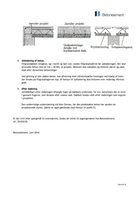 Tillæg nr. 2 Montage af filigrandæk - Betonelement