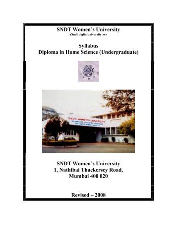 S DT Women's University Syllabus Diploma in Home Science ...