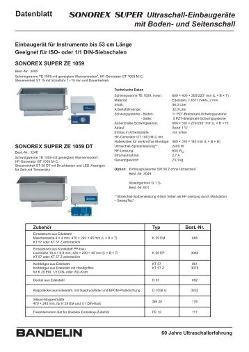 Ultraschall-Einbaugeräte mit Boden - Bandelin electronic