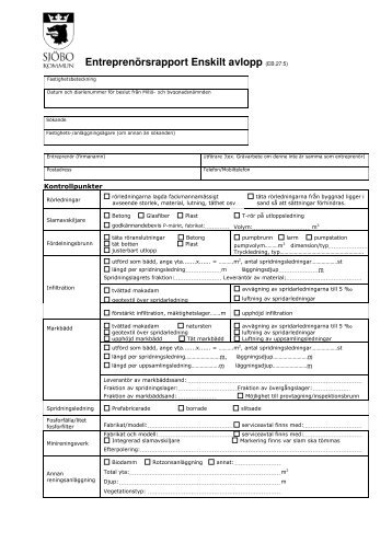 Entreprenörsrapport Enskilt avlopp (EB.27:5) - Sjöbo kommun