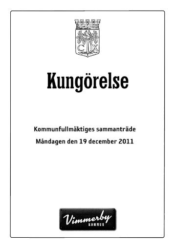 Kommunfullmäktiges sammanträde Måndagen den 19 december ...