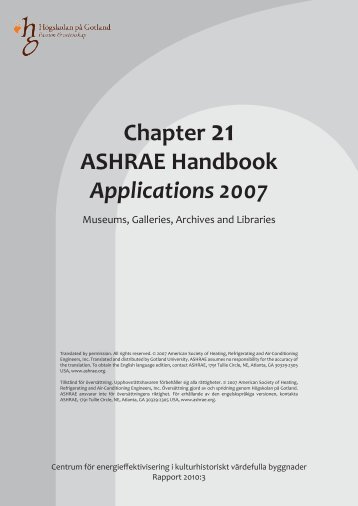 ASHRAE Kapitel 21 - Spara och bevara