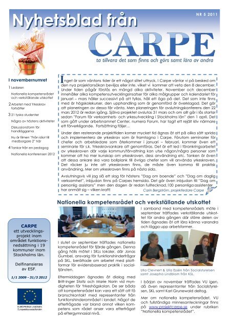 Nyhetsblad nr 5 2011 - Projekt CARPE