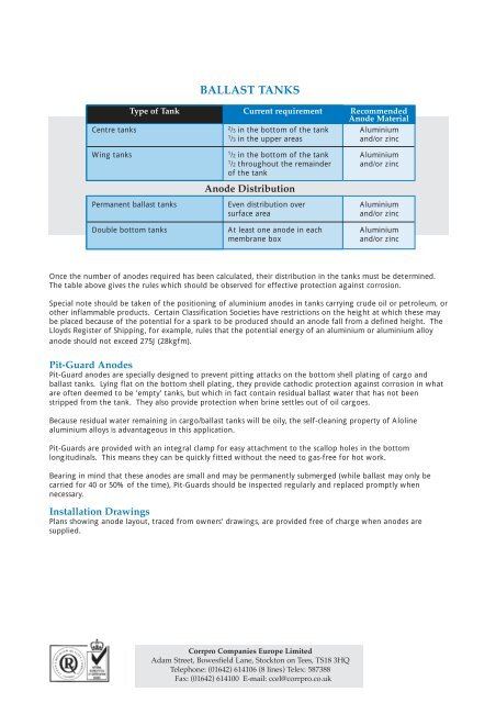 Cathodic Protection System Design - Ballast Tanks - Corrpro.Co.UK