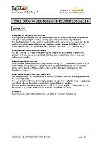 opleiding milieutoezichthouder 2010-2011 - De Vlaamse Hoge ...