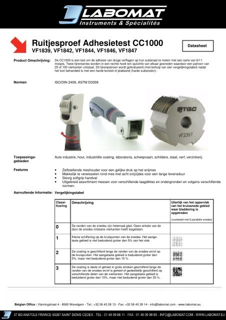 Ruitjesproef Adhesietest CC1000 - Labomat