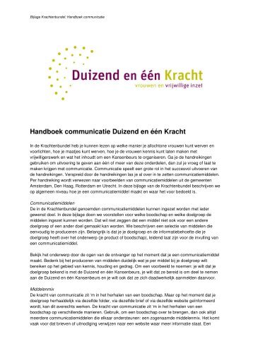 Handboek communicatie Duizend en één Kracht