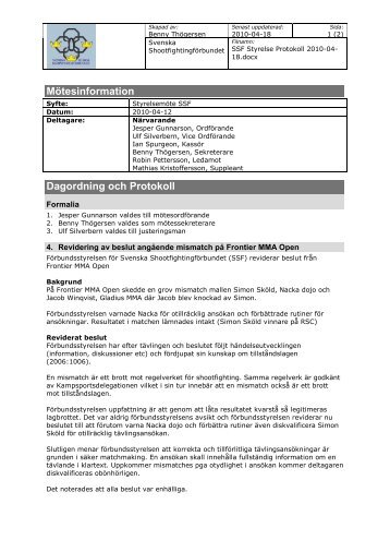SSF Styrelse Protokoll 2010-04-18.pdf - Shootfighting