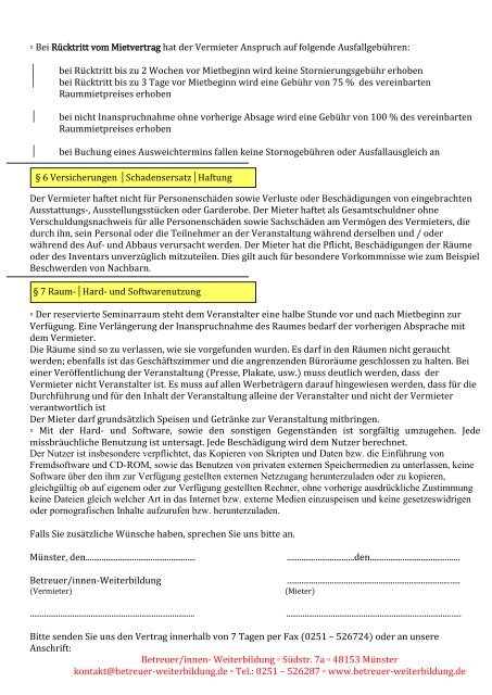 Seminarraum-Mietvertrag Veranstaltungsraum-Mietvertrag