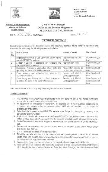 1081(28) / MGNREGA Dated: 27/12/2011 - Birbhum District