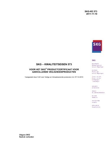 SKG-KE 573 aanvullende veiligheidsproducten