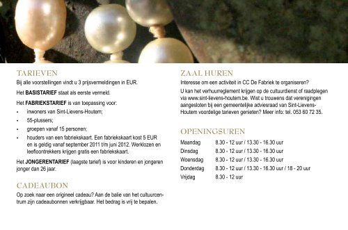 CULTUURCENTRUM DE FABRIEK 2012/2013 - Sint-Lievens-Houtem