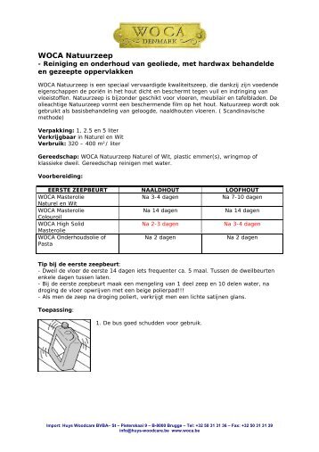 Gebruiksaanwijzing WOCA Natuurzeep