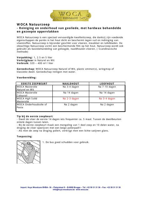 Gebruiksaanwijzing WOCA Natuurzeep