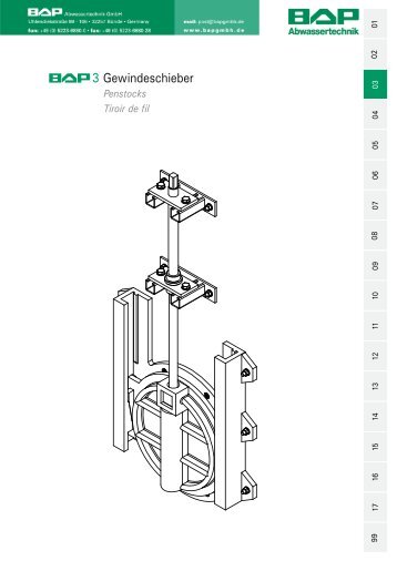 Penstocks Tiroir de fil - BAP Abwassertechnik