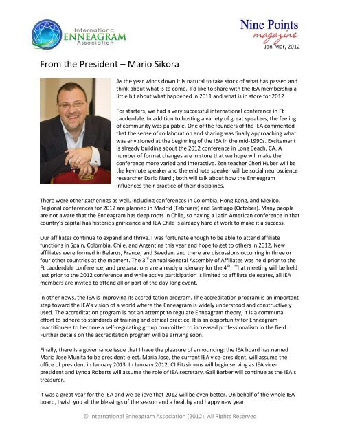 From the President Mario Sikora