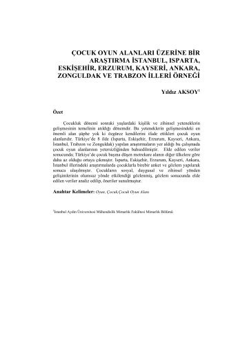 çocuk oyun alanları üzerine bir araştırma istanbul, ısparta, eskişehir ...
