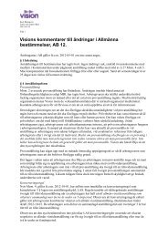 Visions kommentarer till ändringar i Allmänna bestämmelser, AB 12.