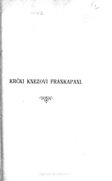 Vjekoslav Klaić, Krčki knezovi Frankopani - Hrvatski studiji