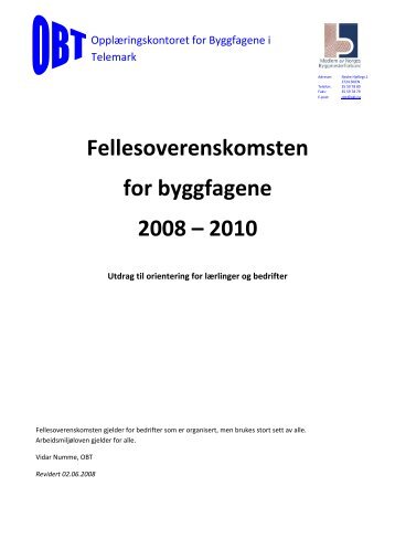 ̈́= ̈́ ″Fellesoverenskomsten for byggfagene 2008 – 2010