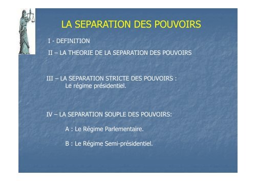 LA SEPARATION DES POUVOIRS