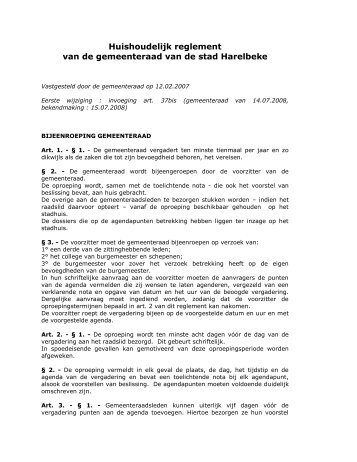 huishoudelijk reglement gemeenteraad - Stad Harelbeke