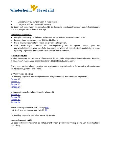 Studentenstatuut Logopedie - Windesheim Flevoland