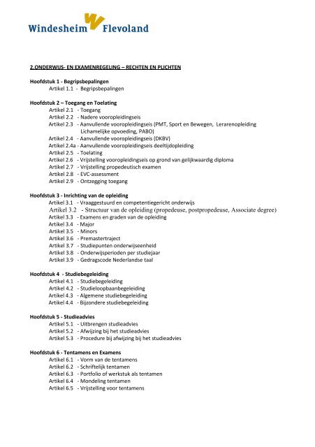 Studentenstatuut Logopedie - Windesheim Flevoland