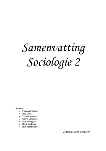 Samenvatting Sociologie 2.pdf - Tentamens