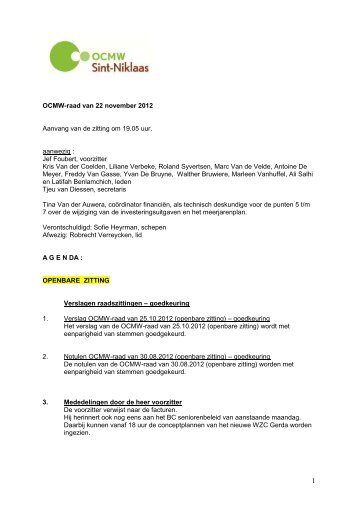 samenvatting OCMW-raad 2012 11 22.pdf - OCMW Sint-Niklaas